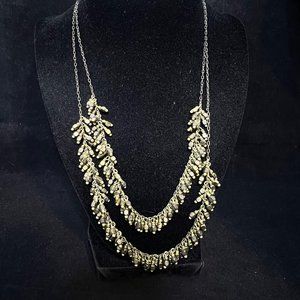 1937 Double Strand Bronze Tone Cable Chain Bib Necklace (3750)
